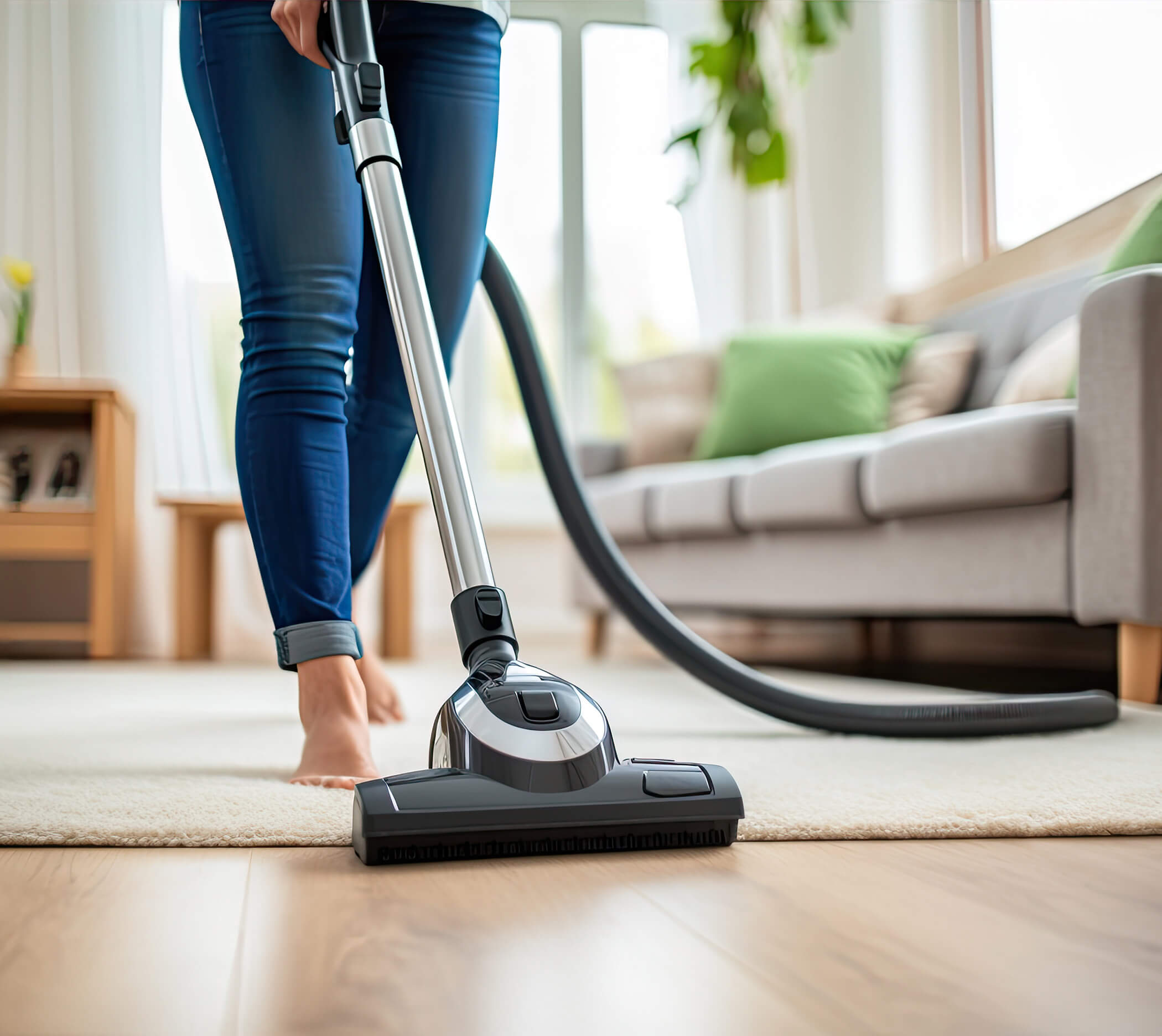 Sanitär - Detail Person beim Staubsaugen - Untergassmair GmbH Olang